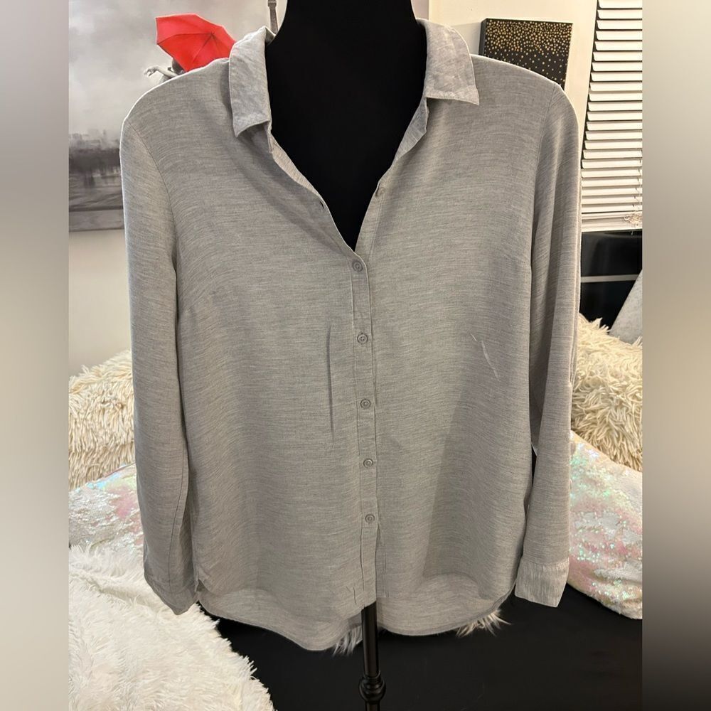 EXPRESS Rayon button Down, roll up sleeve top